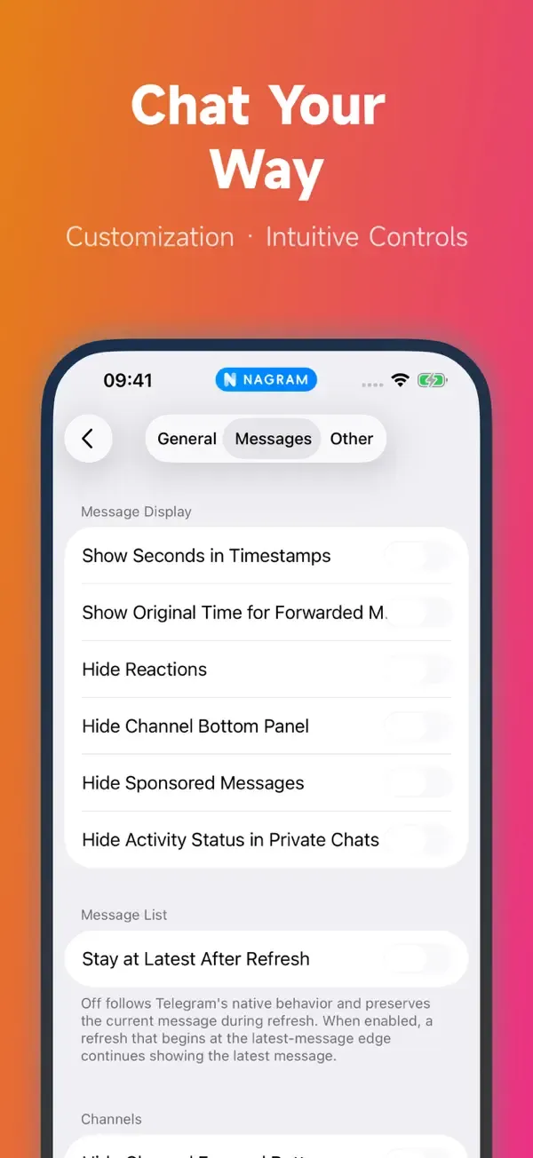 Nagram iOS: 消息设置